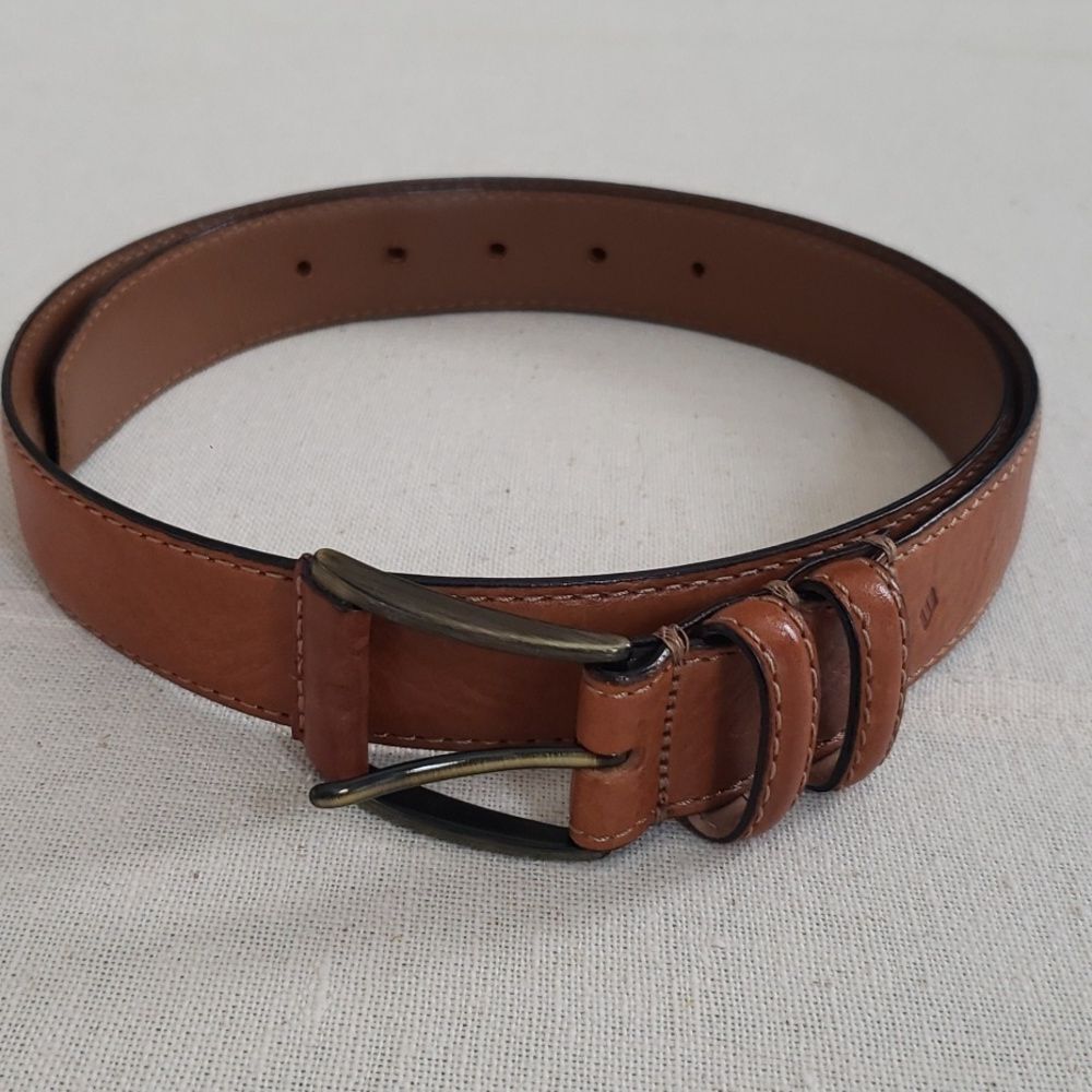 Joseph Abboud Belt Mens 36 Tan Leather Handcrafted in Italy Brass Buckle